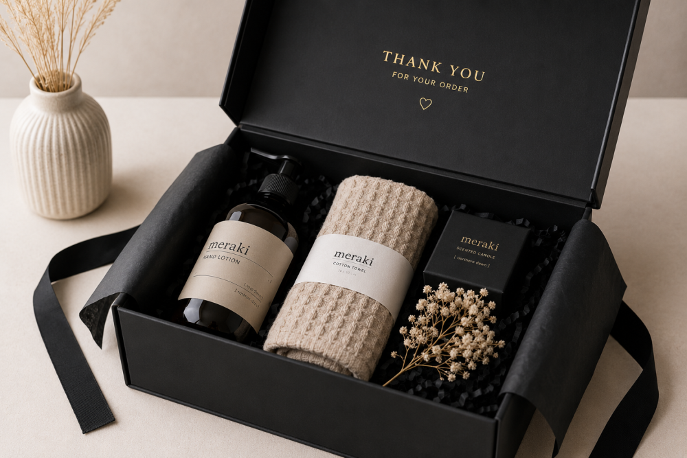 Geschenkbox in einem Versandkarton