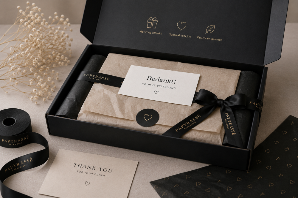 Luxuriöse Geschenkbox für eine Onlineshop-Bestellung