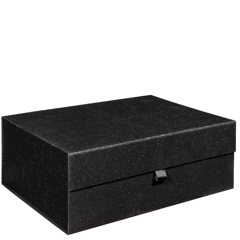 Glitter zwarte magneetdoos groot