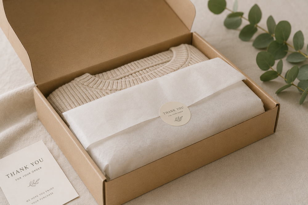 Kompakte und passgenaue Geschenkbox für ein Produkt